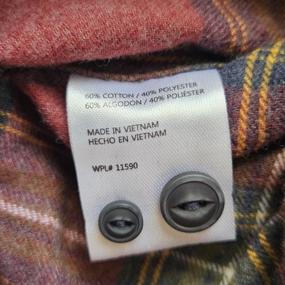 NWT Weatherproof Vintage‎ Men's Plaid Flannel Shirt Button Up Red Yellow Size S - Picture 10 of 11